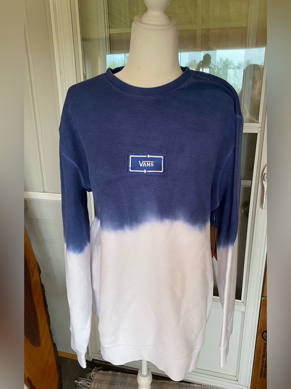 Vans Navy and White Dip-Dye Crewneck Sweatshirt